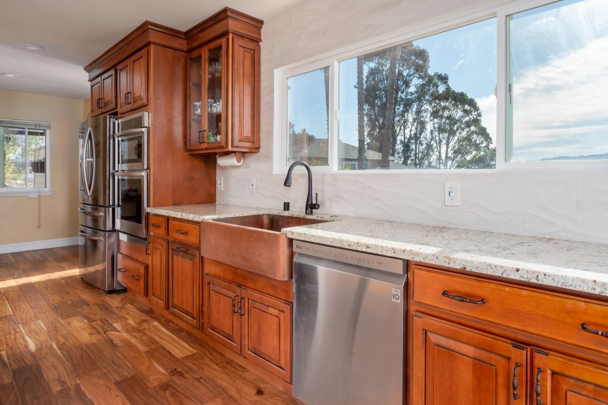 Kitchen remodel with copper farmhouse sink